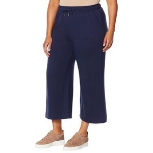 H Halston Studio Wide-Leg Brushed Fleece Sweat Pant